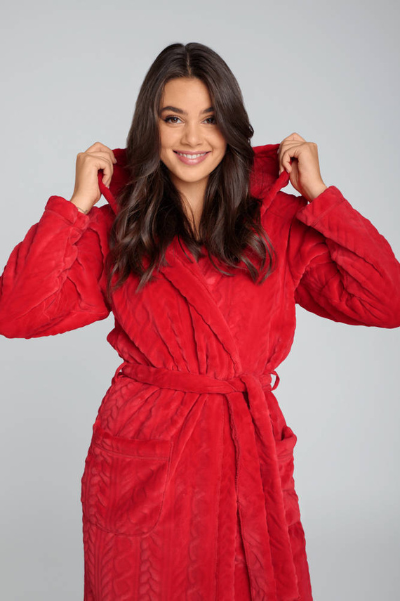 Albornoz polar de señora Zala Italian Fashion - rojo