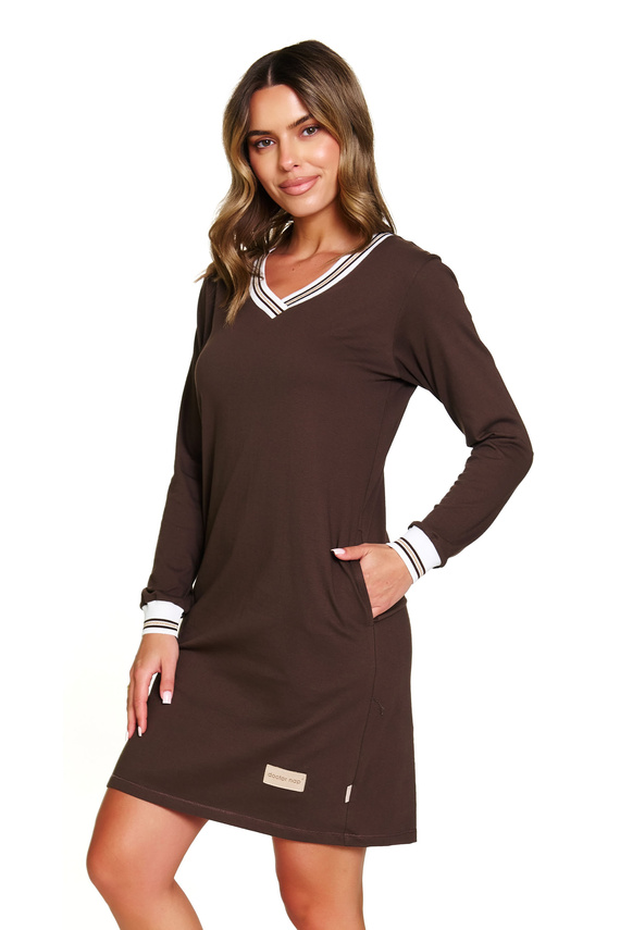 4534 Doctor Nap - Camisón de algodón con bolsillos | 100% algodón, producción polaca - brownie