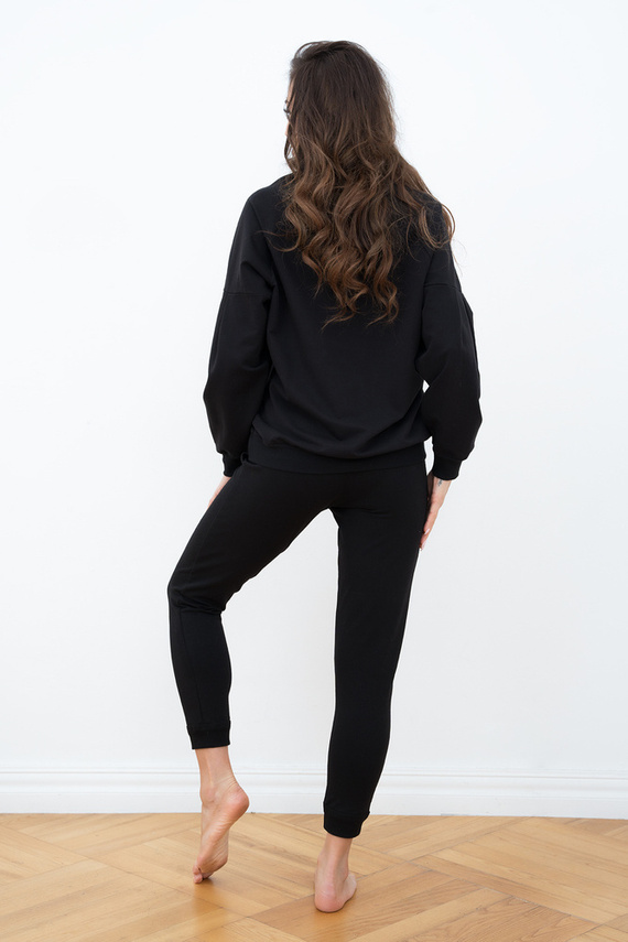 Parma Ladies conjunto manga larga, pantalón Italian Fashion - negro