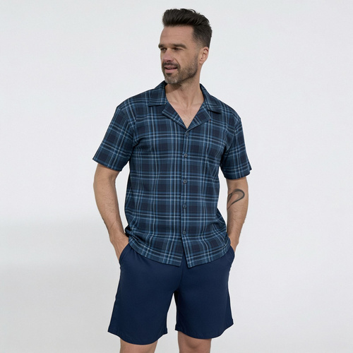 Cornette 2000/02 Pijama para Hombre Abierta 100% Algodón Manga Corta