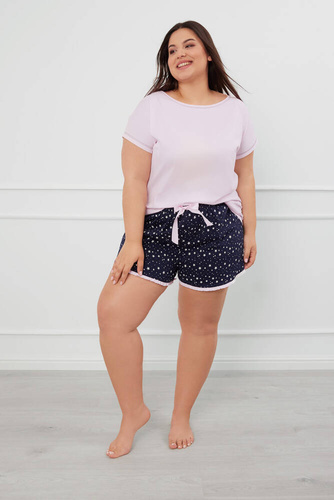 Libra Pijama de manga corta para mujer, pantalón corto Moda Italiana - rosa/estampado