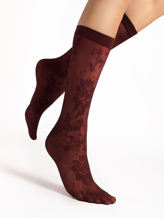 Fiore G1204 Shari Calcetines de mujer 20 DEN florales Oxblood