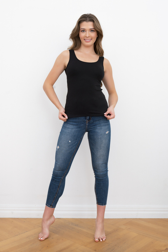 Ibiza Camisa hombros anchos Mujer Moda Italiana- negro