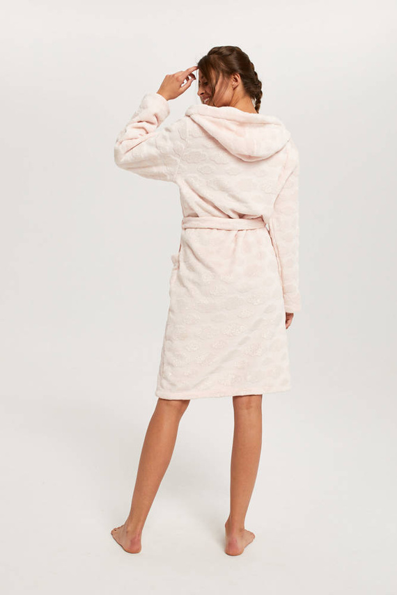 Albornoz de señora Drina con capucha Moda Italiana - rosa