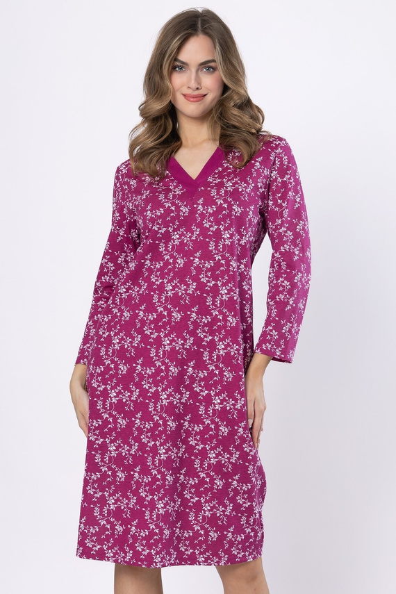 Emili 1635 Camisa mujer Leveza algodón manga larga amaranto - clásico y cómodo