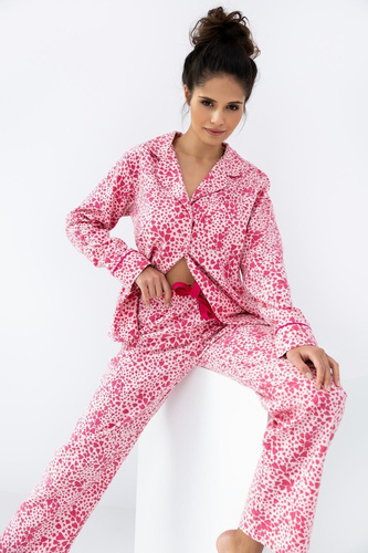 Giuliana Pijama de señora Sensis rosa - algodón, franela, estampado corazón