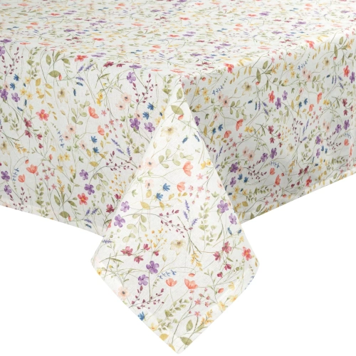 Mantel ANNA Eurofirany antimanchas blanco-lila flores