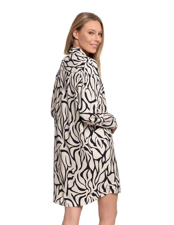 PDK4800-003 Camisón Moraj crema - viscosa, manga larga, abotonado