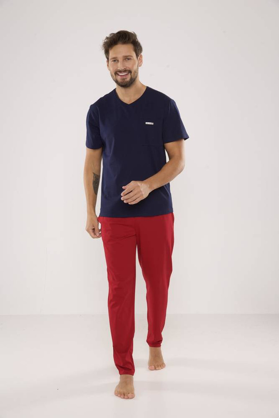 624 Kevin Forex Pijama de hombre - azul marino-bordeos