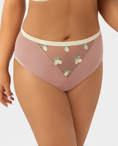 F013 Citronella Gorsenia Braguitas Mujer Cintura Media Bordado Limones Confort
