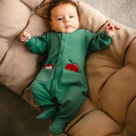 Pelele bebé Eevi Snack Time verde algodón cómodo