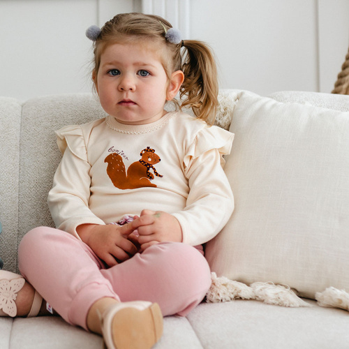 Fluffy Tails Eevi body para bebé - crudo, manga larga, volantes en los hombros