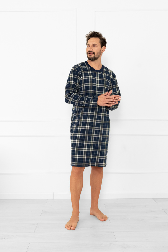 Camisón de hombre Andreas - algodón, manga larga, cuadros Moda Italiana