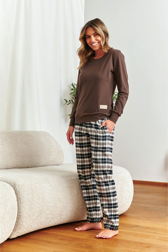 7333 Doctor Nap pijama de mujer - algodón y franela, pijama cálido brownie