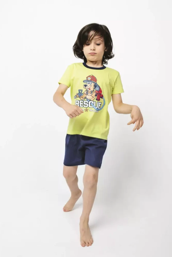 Remek Pijama de manga corta para niño, pantalón Moda Italiana - verde
