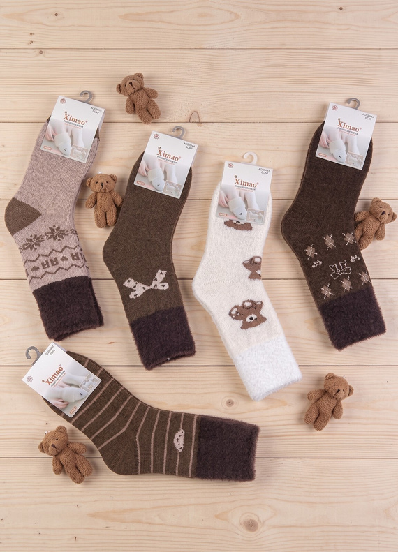 Xintao WiK 3141 wz.5 Calcetines de mujer Merino 88% lana cálidos - 3 marrones