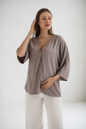 Mamafullness Blusa de embarazada para lactancia Milk&Love beige - viscosa, manga 3/4, oversize