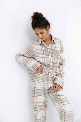 Pijama de mujer Adalyn Sensis - franela de algodón a cuadros, con botones