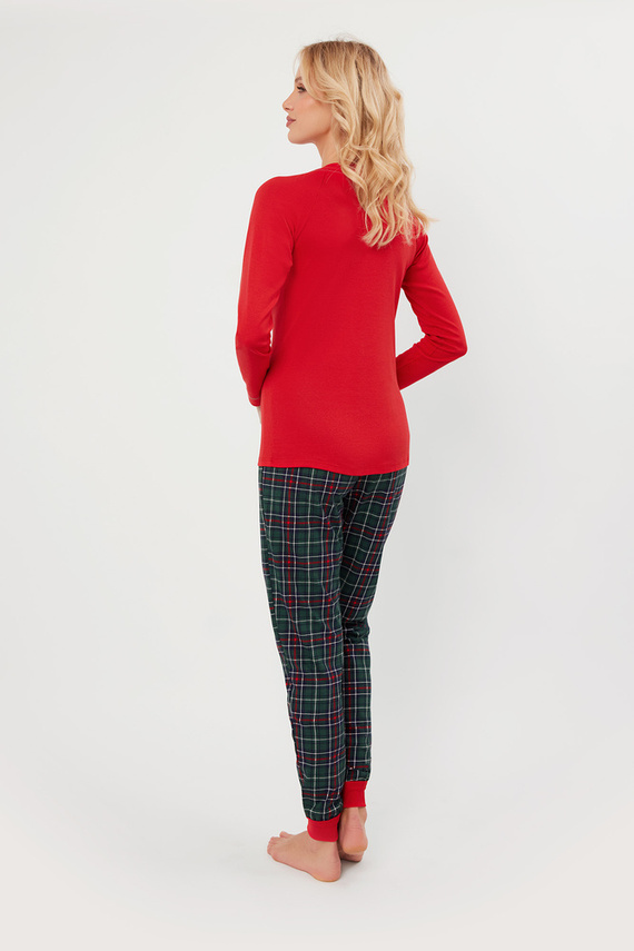 Foggia Pijama señora manga larga, pantalón largo Moda Italiana - rojo/estampado