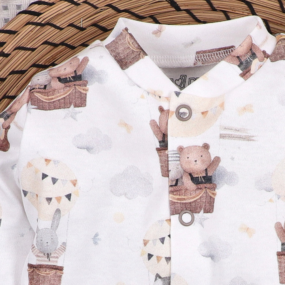 ABN-5540 Body Nini Happy Animals de algodón orgánico para bebé - botones automáticos sin níquel, seguros y cómodos para el bebé