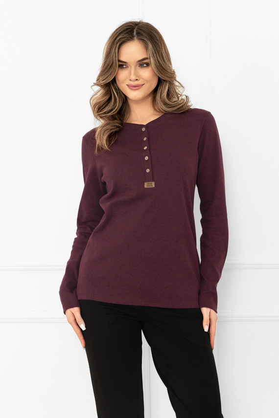 Gordo Blusa señora Italian Fashion burdeos - clásica, algodón, manga larga