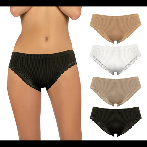 Braguitas mujer Sesto Senso 6108 encaje sin costuras elásticas black