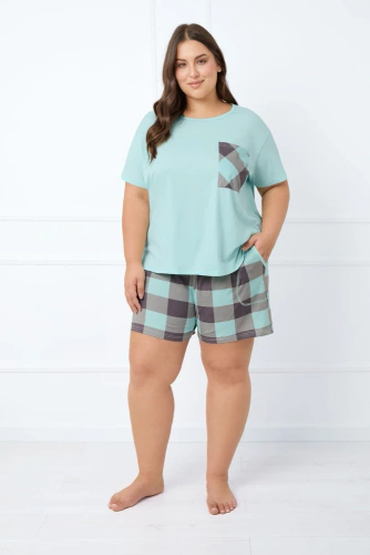 Sandra Pijama señora manga corta, pantalón corto Moda Italiana - turquesa claro