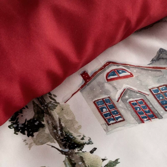 Ropa de cama navideña Hope Eurofirany blanca de microfibra con cremallera