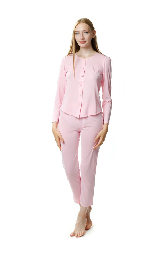 Pijama de mujer Maria rosa de seda viscosa larga con abertura 36–52