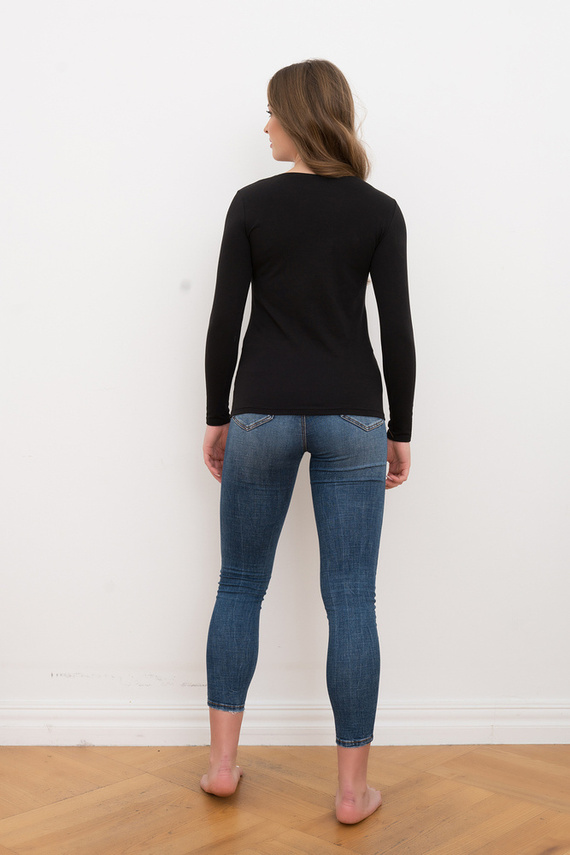 Ibiza Blusa señoras manga larga Moda Italiana - negro