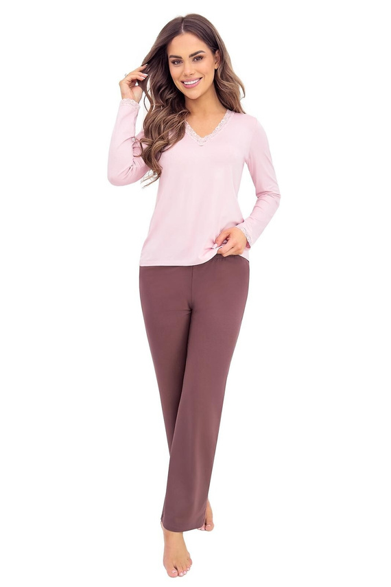 Pijama de señora Donna Daphne rosa - viscosa, manga larga, elegante y cómodo
