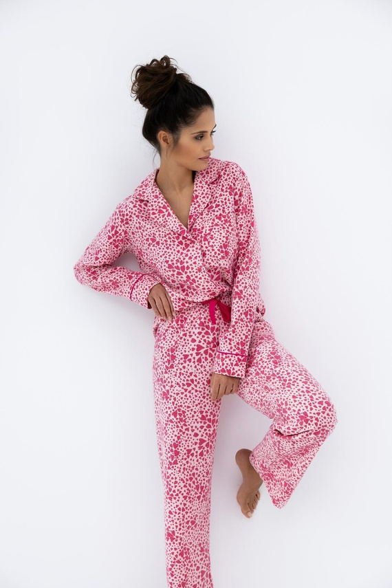 Giuliana Pijama de señora Sensis rosa - algodón, franela, estampado corazón