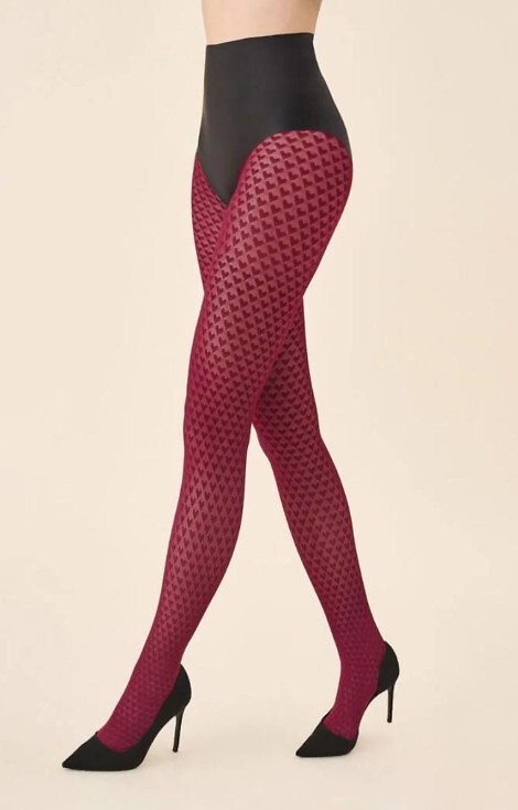 1233 Cherie Leotardos Gabriella 60 den burdeos - motivo corazón, 3D