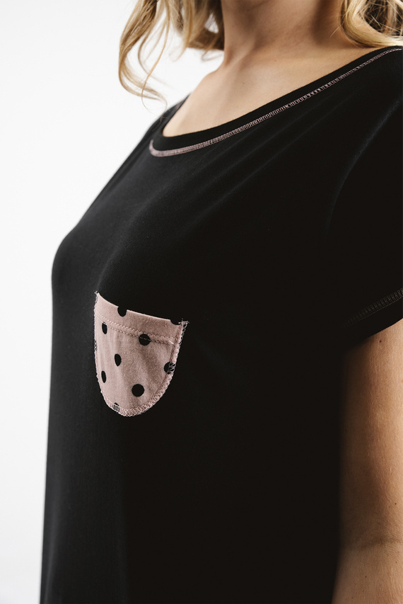 Buscato Pijama de manga corta para mujer, pantalón corto Italian Fashion- estampado/negro