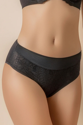 MARA 3138 Selene Braguitas negras de talle alto de encaje moldeadoras
