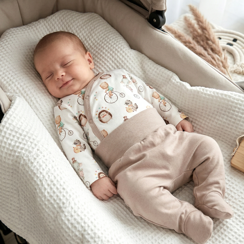 ABN-5581 Body con sobre Circus para bebé de Nini - 100% algodón orgánico, cierres sin níquel, hecho en Polonia