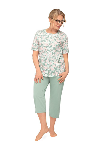 Pijama de mujer Martel Maria I 200 abotonada 100% algodón manga corta verde 40