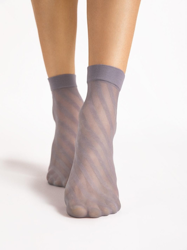 Fiore G1202 Riga Calcetines de mujer 20 DEN Red con rayas Gris