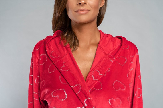 Elixir Albornoz de señora con bolsillos Moda Italiana - rojo/estampado