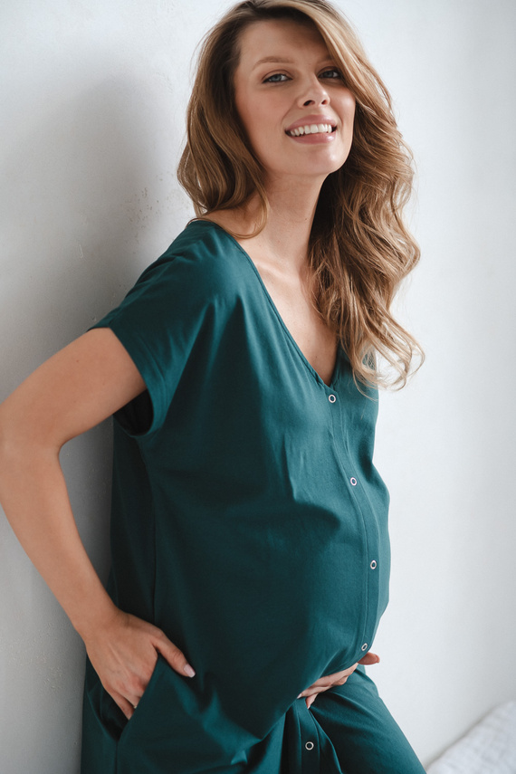 Camisón parto y lactancia Born of Love Milk&Love con botones green