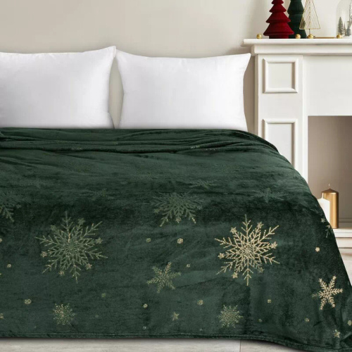 Eurofirany Manta de Navidad verde - colcha de microfibra suave, 240 g/m²