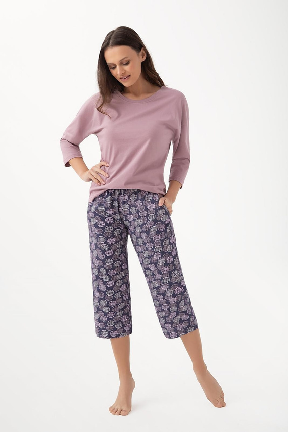 344 Pijama de mujer Luna cocoa - algodón, manga 3/4, cómodo y transpirable