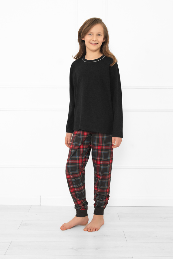 Pijama Rusoli para niños Italian Fashion dark melange - algodón, largo, estampado navideño