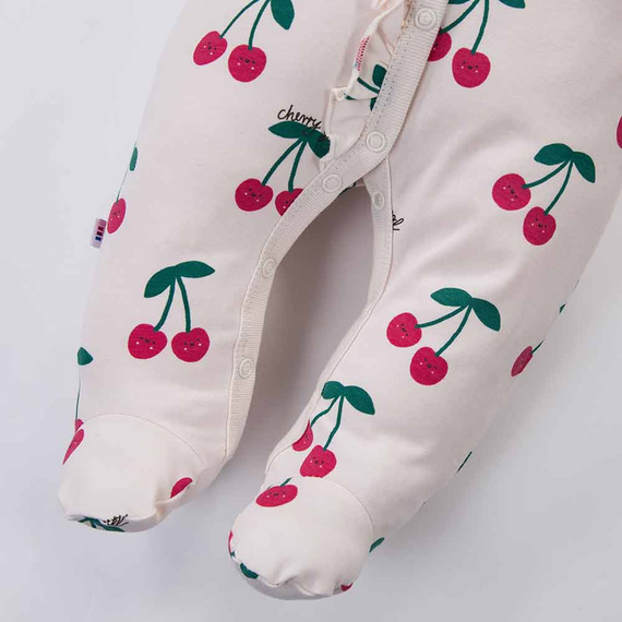 Pelele bebé Eevi Cherry con pies algodón suave cómodo