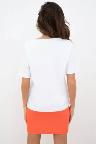 Alta Blusa manga corta Italian Fashion - blanco