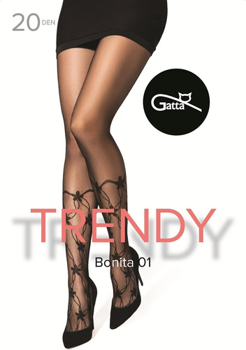 Gatta Trendy Bonita wz.01 20 den – medias negras mujer floral