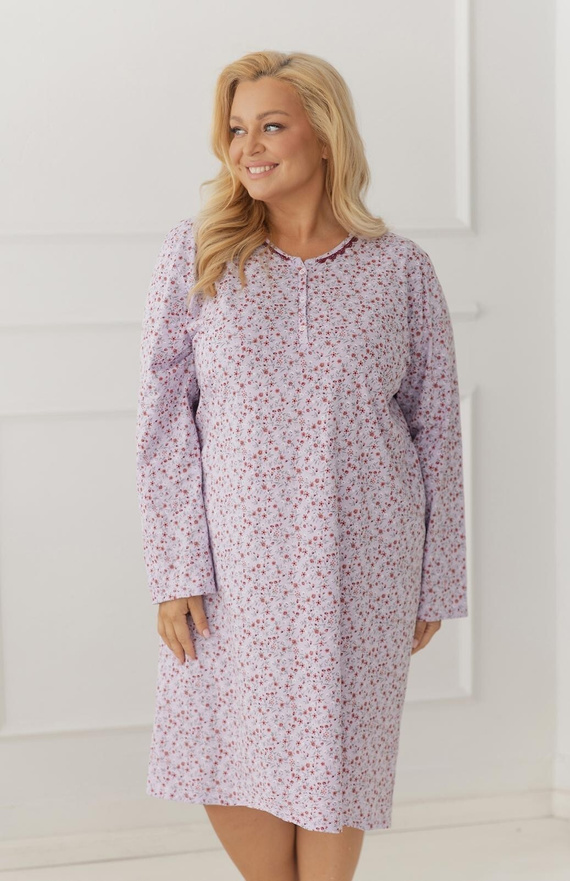Camisón Taro 3660 Agnessa morado 100% algodón manga larga