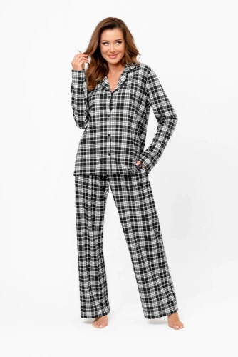 Pijama de señora Klara - 100% algodón, manga larga y pantalón Moda Italiana