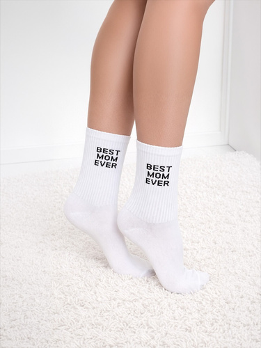 Calcetines mujer algodón Milena  0200-238 Mom Ever– canalé cómodos diario white