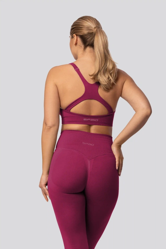 Leggings push-up Spaio PRO cintura alta opacos moldeadores red wine